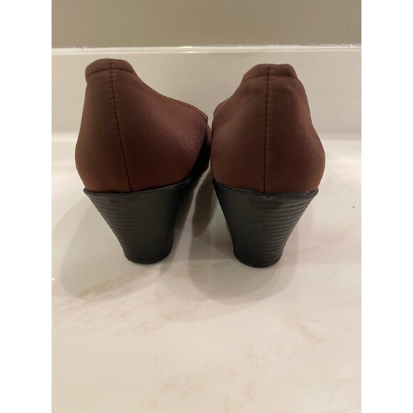 George Comfort Start Slipon Womans Brown Semi Wedge Heels Stylish size 9 EUC - Picture 5 of 9